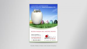 Pagina pubblicitaria con auguri pasquali