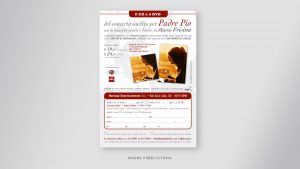 Pagina pubblicitaria del concerto inedito per Padre Pio